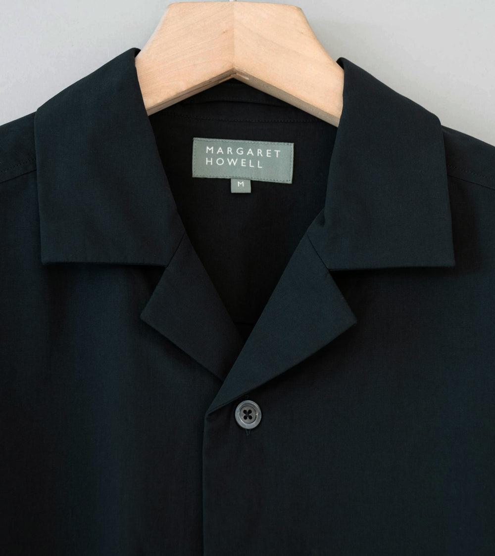 Margaret Howell 'Revere Collar Shirt' (Black Cotton Blend)