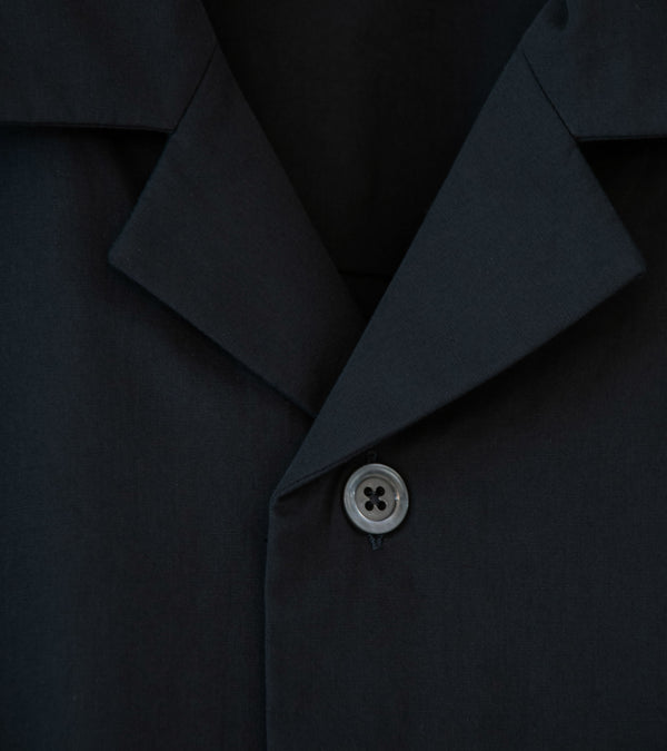 Margaret Howell 'Revere Collar Shirt' (Black Cotton Blend)