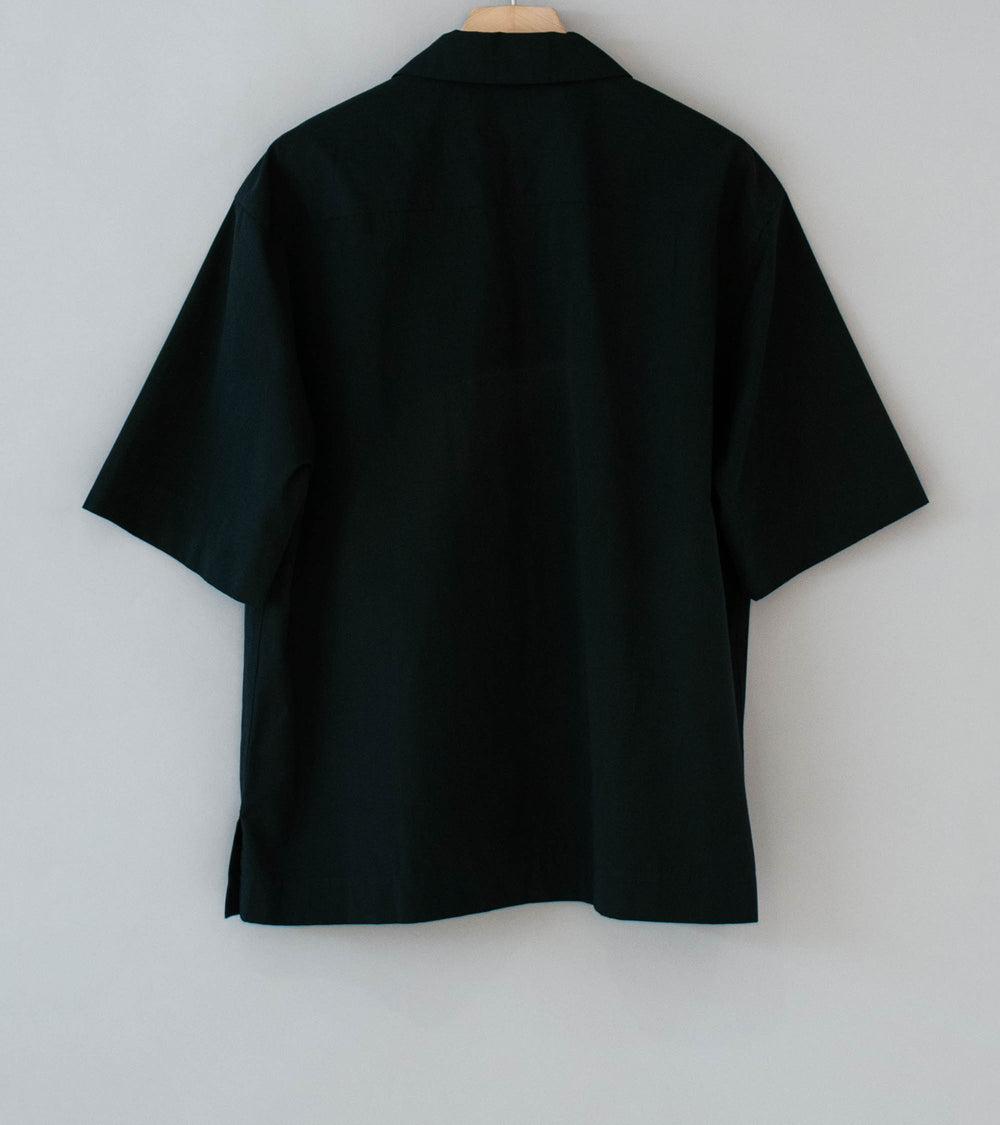 Margaret Howell 'Revere Collar Shirt' (Black Cotton Blend)