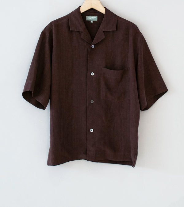 Margaret Howell 'Revere Collar Shirt' (Mahogany Soft Linen Poplin)
