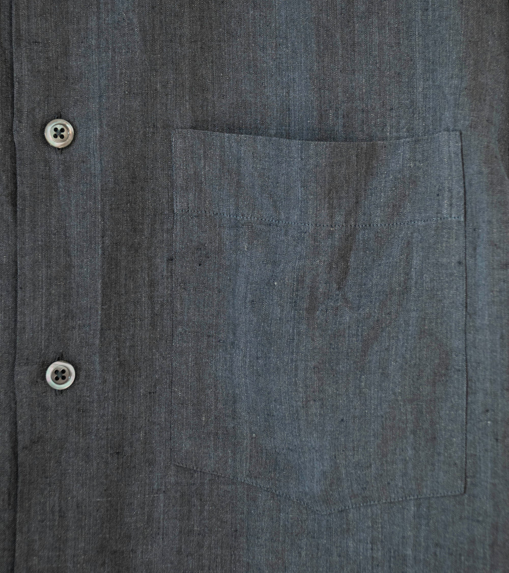Margaret Howell 'Basic Shirt' (Asphalt Yarn Dye Linen)