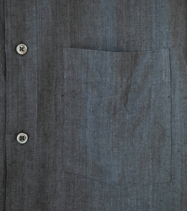 Margaret Howell 'Basic Shirt' (Asphalt Yarn Dye Linen)