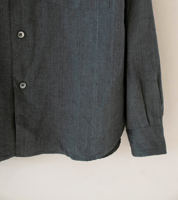 Margaret Howell 'Basic Shirt' (Asphalt Yarn Dye Linen)
