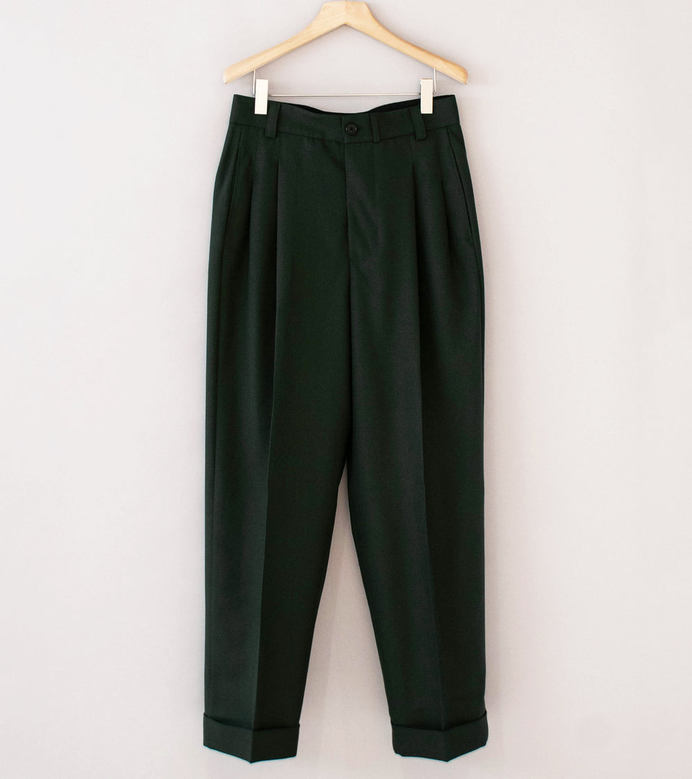 Margaret Howell 'Stitch Pleat Trousers' (Pewter Double Twisted Wool)