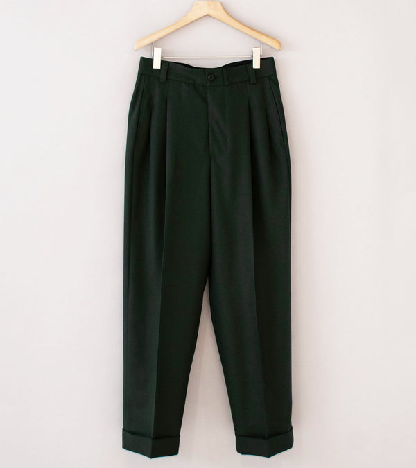 Margaret Howell 'Stitch Pleat Trousers' (Pewter Double Twisted Wool)