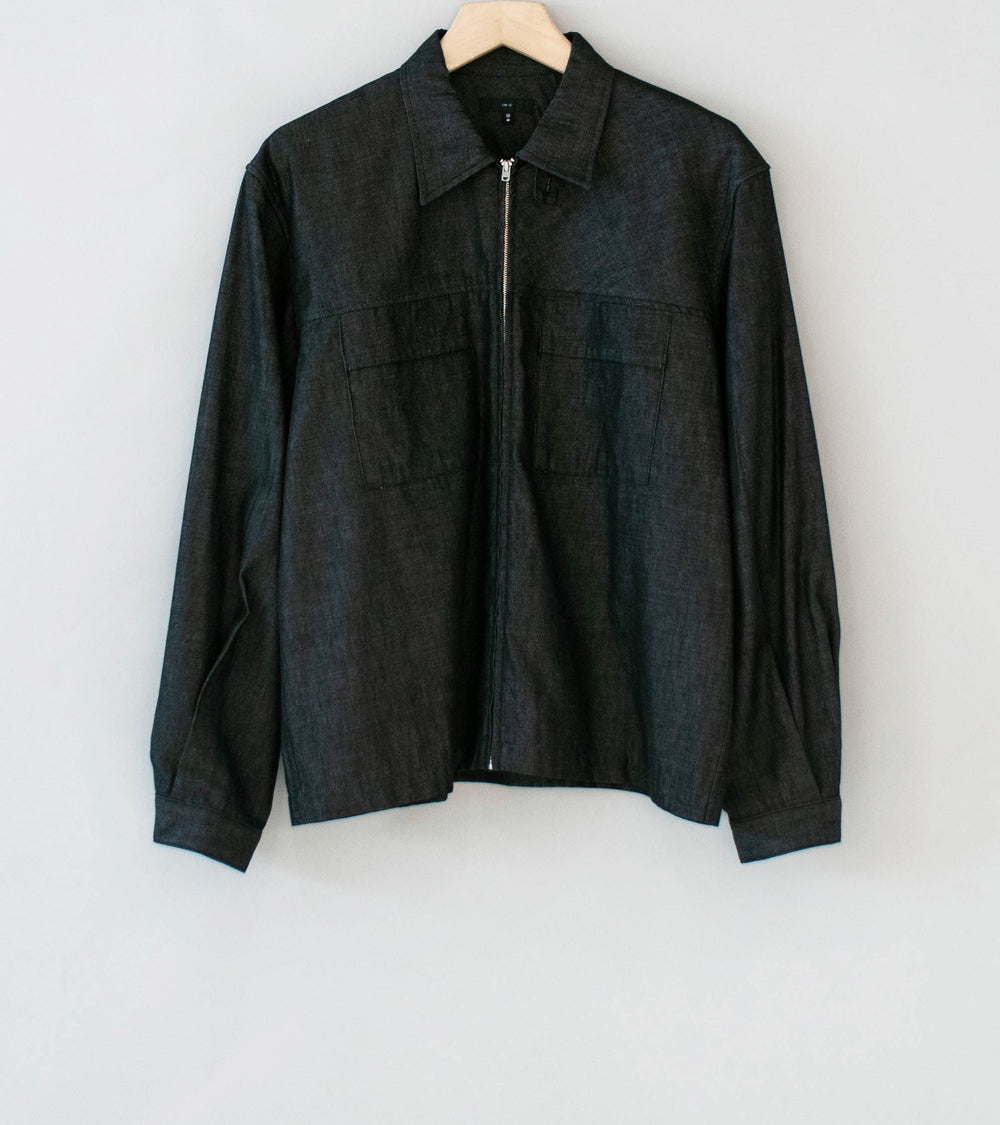 Lady White Co 'Joliet Zip Shirt' (Black Chambray)