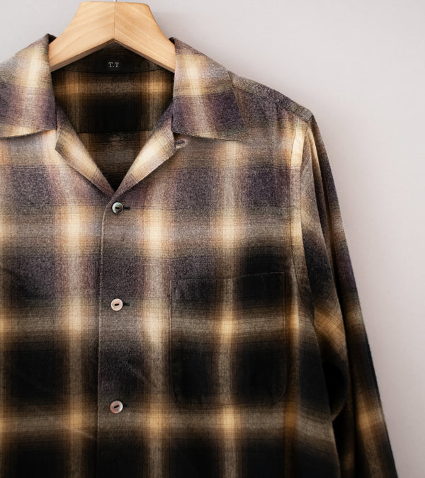 Taiga Takahashi 'Lot. 101 Open Collar Shirt' (Bleached Beige Plaid)