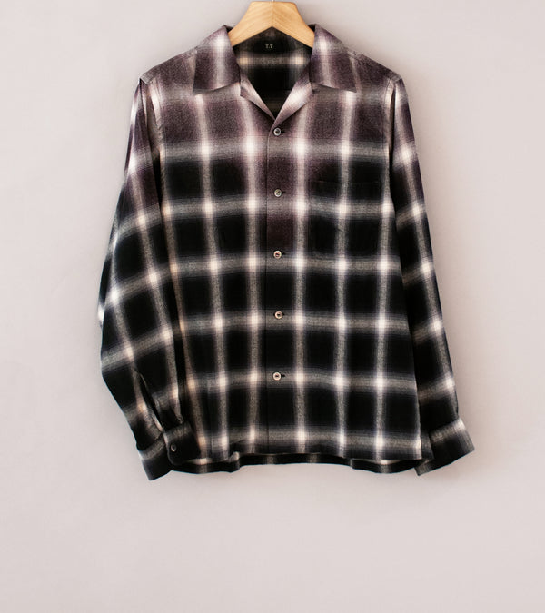 Taiga Takahashi 'Lot. 101 Open Collar Shirt' (Bleached Gray Plaid)