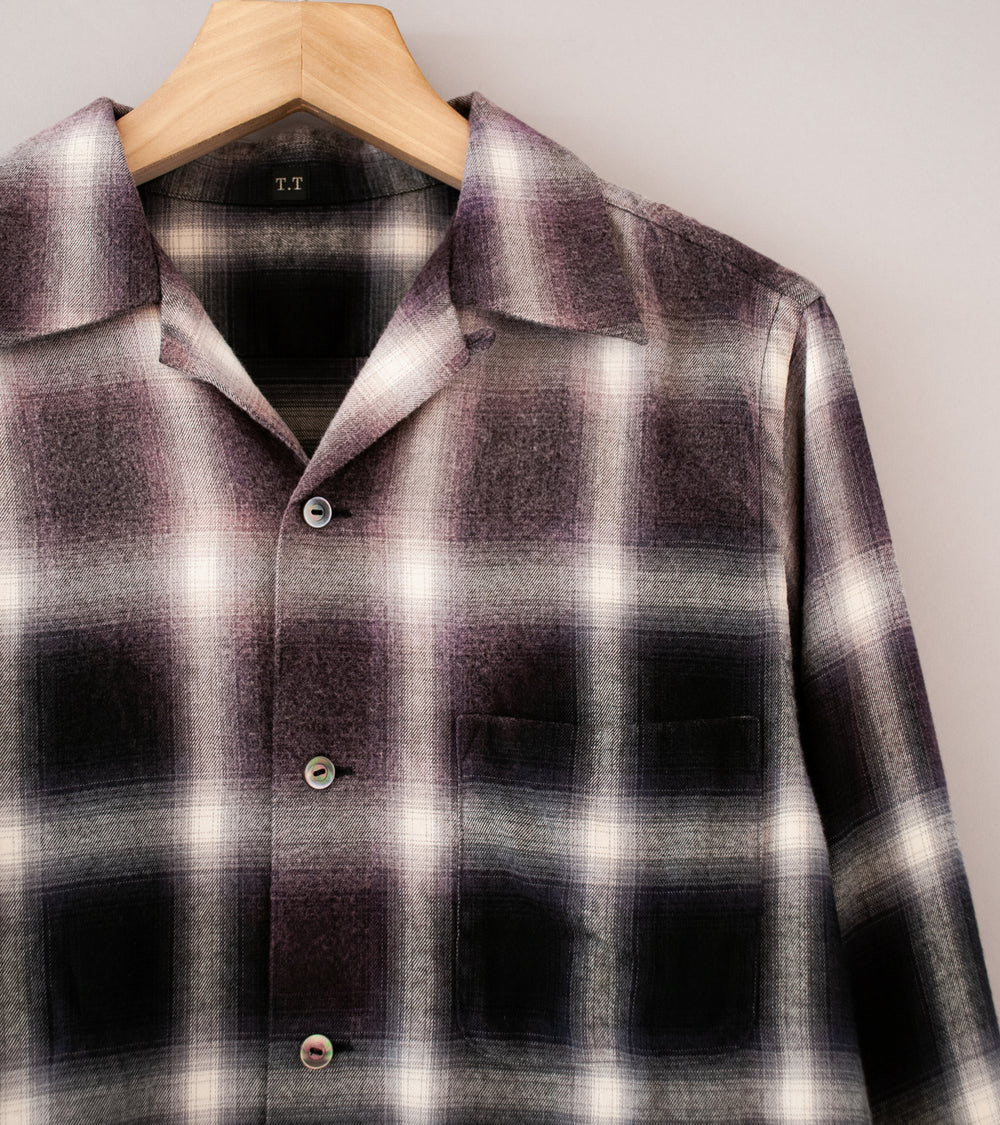 Taiga Takahashi 'Lot. 101 Open Collar Shirt' (Bleached Gray Plaid)