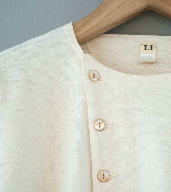 Taiga Takahashi 'Lot. 618 Side Henley Neck Shirt' (Ivory)