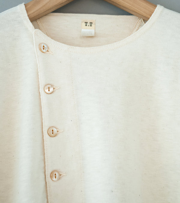Taiga Takahashi 'Lot. 618 Side Henley Neck Shirt' (Ivory)