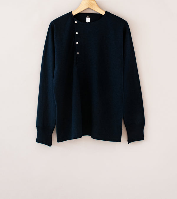 Taiga Takahashi 'Lot. 618 Side Henley Neck Shirt' (Navy)