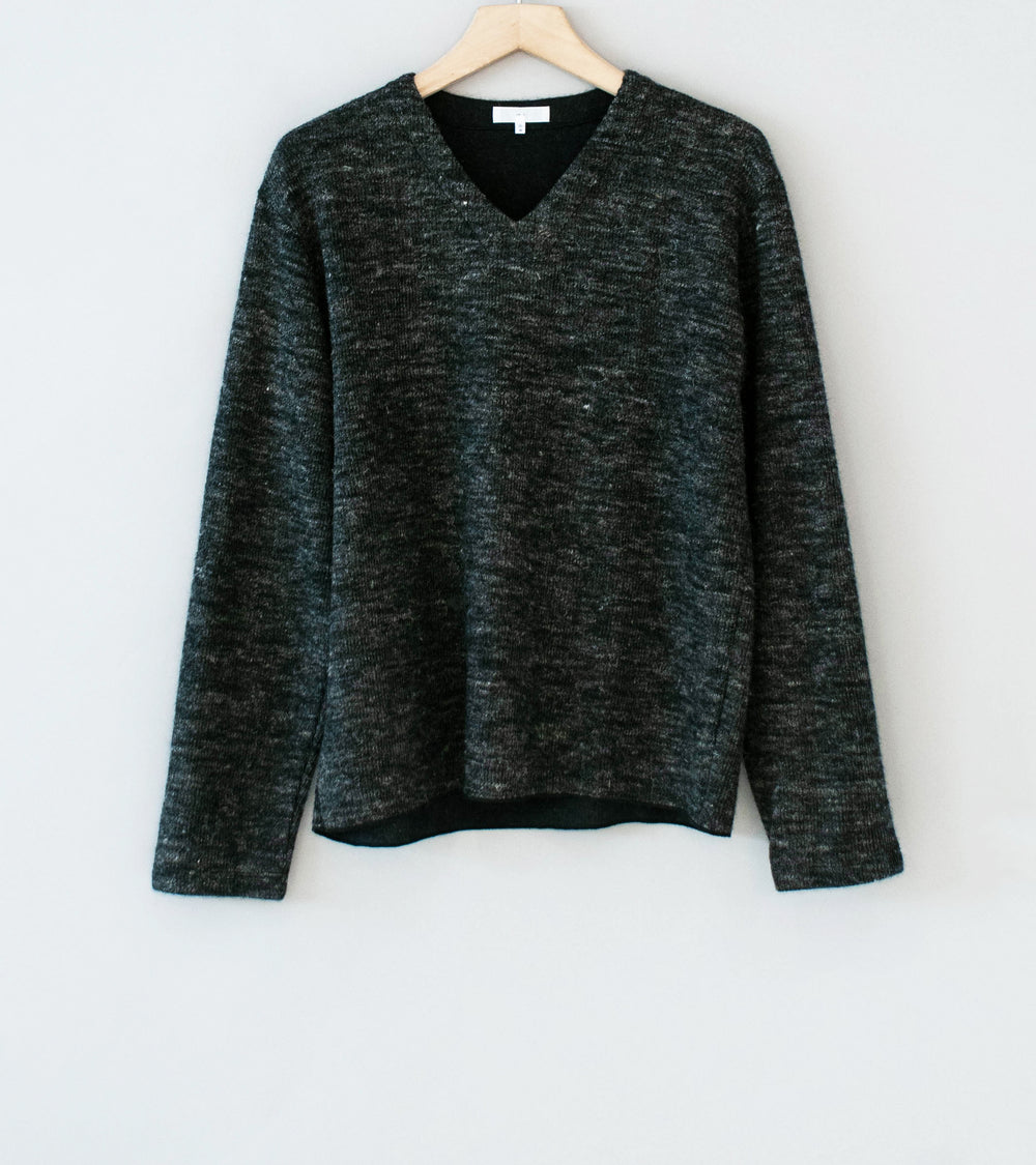 Lady White Co 'Linen Wool V-Neck' (Black Melange)