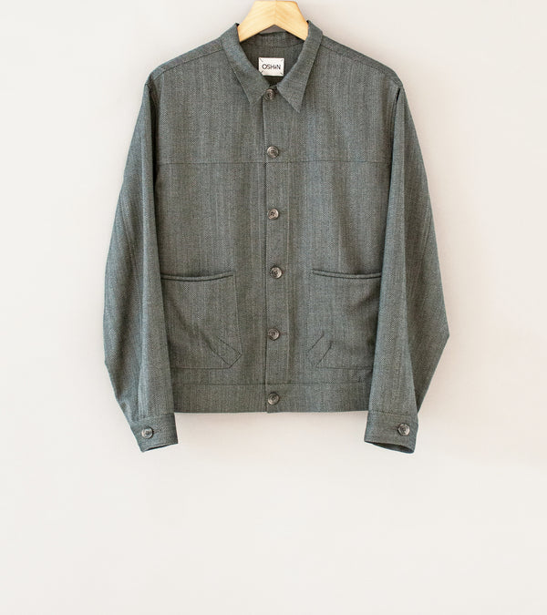 Oshin 'The Jimmy Cliff Jacket' (Grey Linen Herringbone Wool)