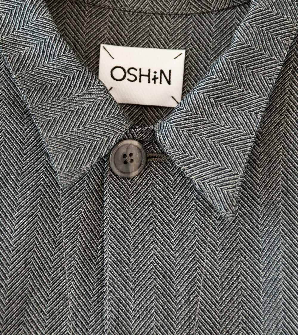 Oshin 'The Jimmy Cliff Jacket' (Grey Linen Herringbone Wool)