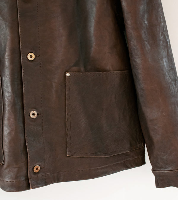 Taiga Takahashi 'Lot. 804 Leather Jacket 1930'S' (Mud Dyed Brown)