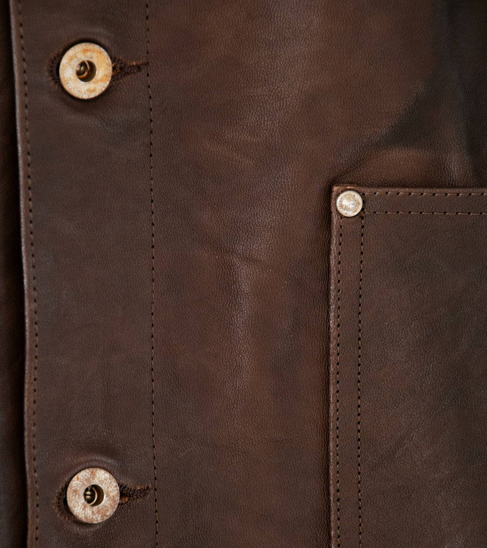 Taiga Takahashi 'Lot. 804 Leather Jacket 1930'S' (Mud Dyed Brown)