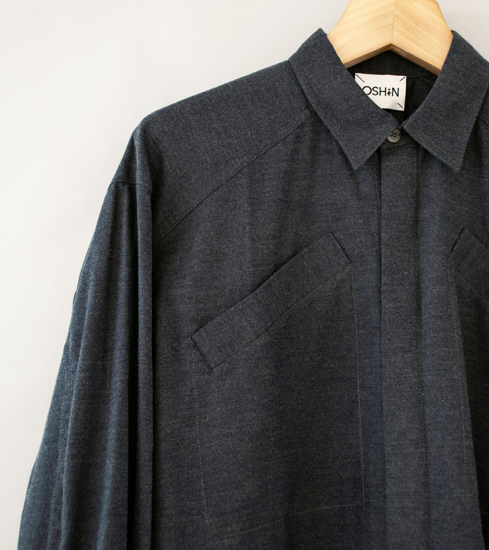 Oshin 'The Montana Shirt' (Grey Wool Twill)