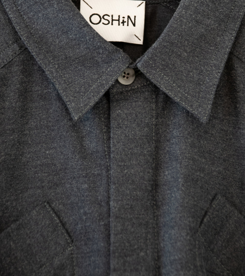 Oshin 'The Montana Shirt' (Grey Wool Twill)