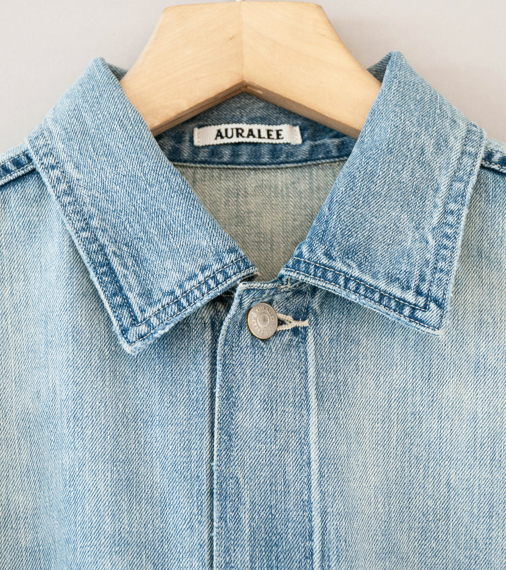 Auralee 'Faded Selvedge Light Denim Blouson' (Light Indigo)