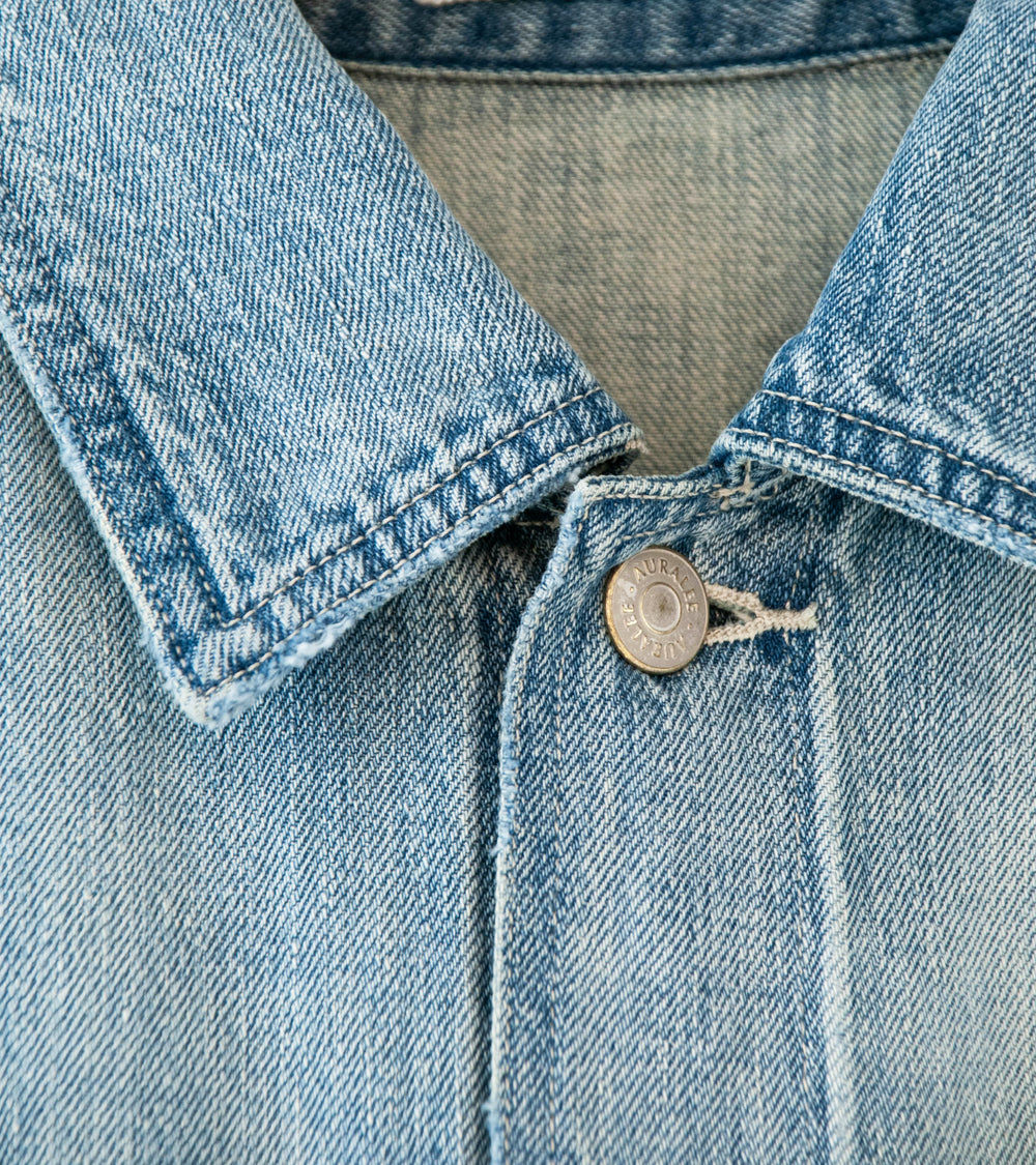 Auralee 'Faded Selvedge Light Denim Blouson' (Light Indigo)
