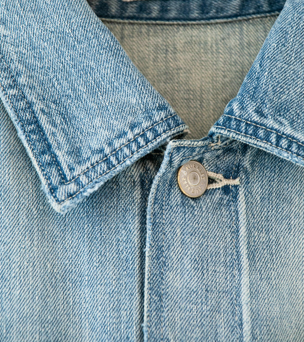 Auralee 'Faded Selvedge Light Denim Blouson' (Light Indigo)