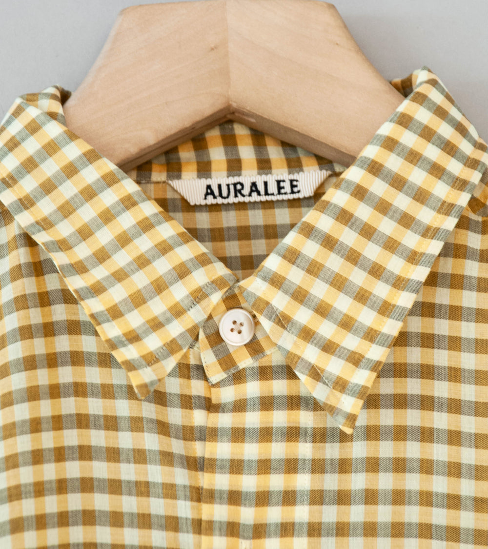 Auralee 'Airy Light Cotton Check Big Shirt' (Mustard Gingham Check)