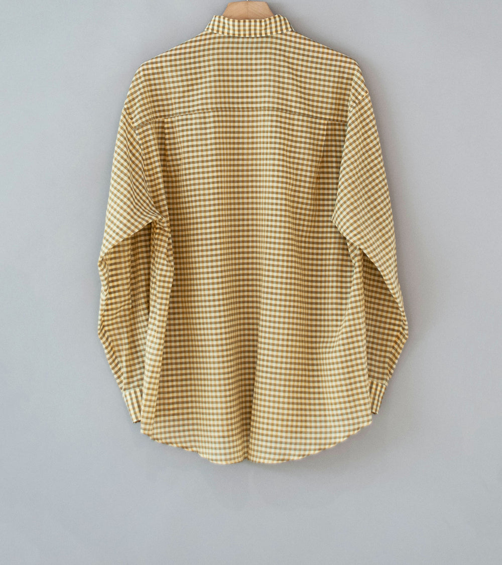 Auralee 'Airy Light Cotton Check Big Shirt' (Mustard Gingham Check)