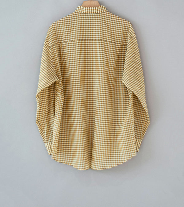 Auralee 'Airy Light Cotton Check Big Shirt' (Mustard Gingham Check)
