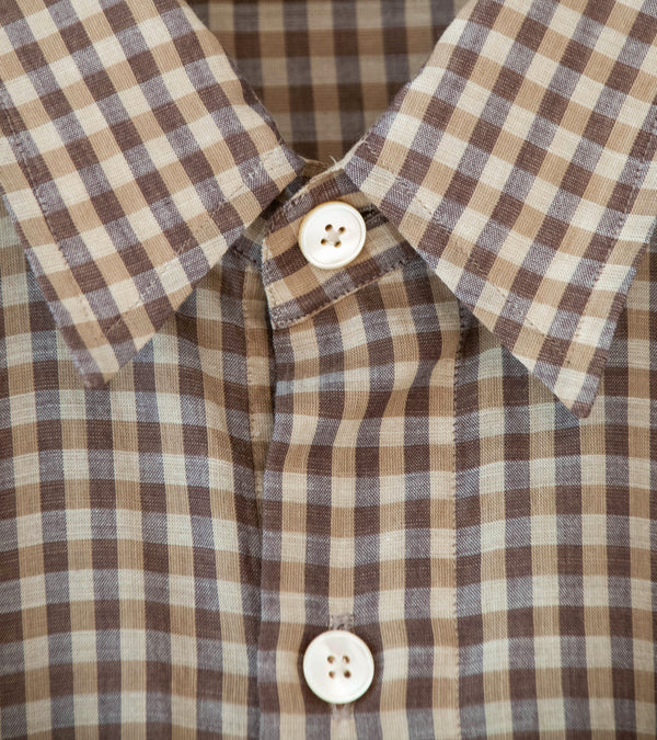Auralee 'Airy Light Cotton Check Big Shirt' (Brown Gingham Check)