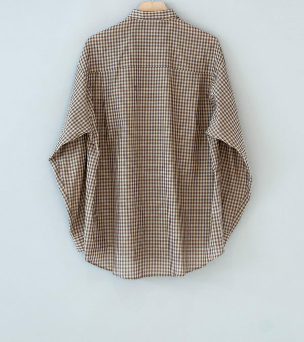 Auralee 'Airy Light Cotton Check Big Shirt' (Brown Gingham Check)
