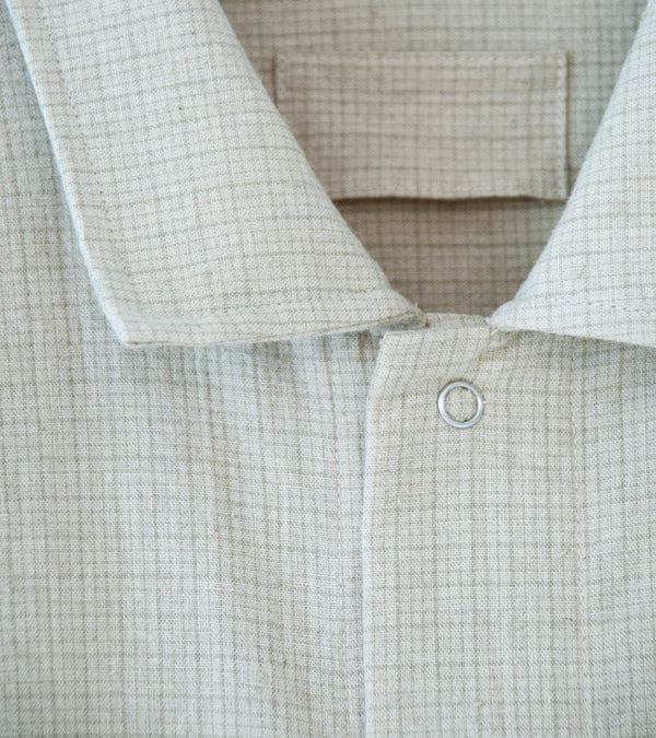 James Coward 'Workshop Shirt' (Natural Grid Cotton Linen Gingham)