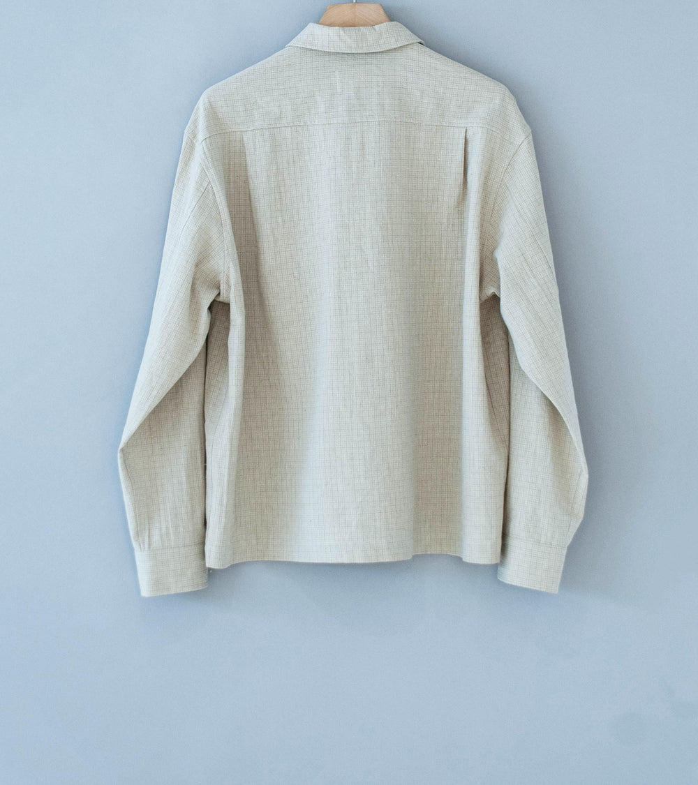 James Coward 'Workshop Shirt' (Natural Grid Cotton Linen Gingham)