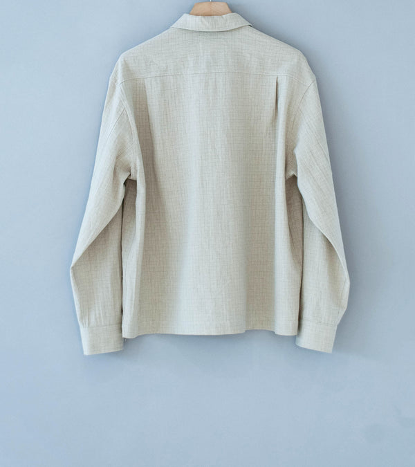 James Coward 'Workshop Shirt' (Natural Grid Cotton Linen Gingham)
