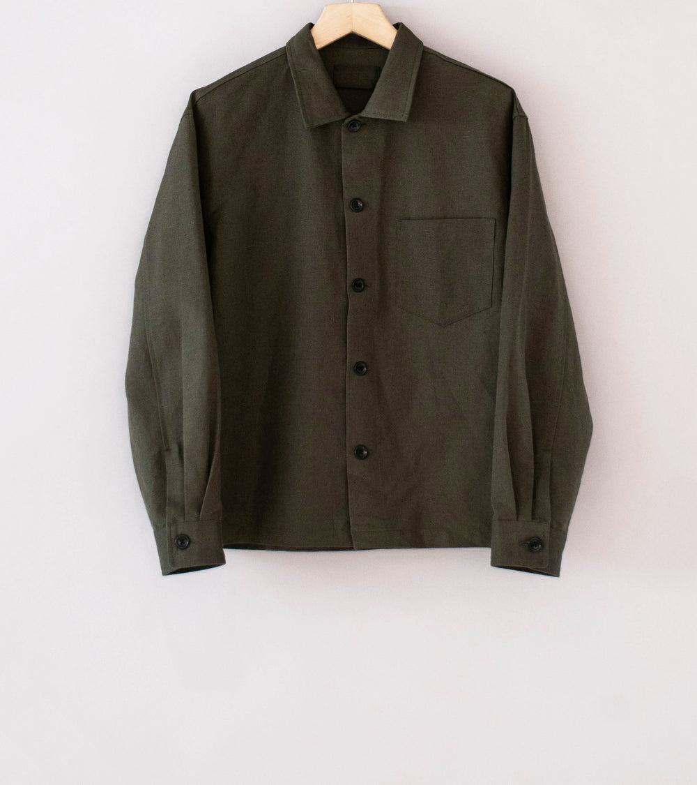 James Coward 'Travail Shirt' (Coffee Grounds Belgian Linen)