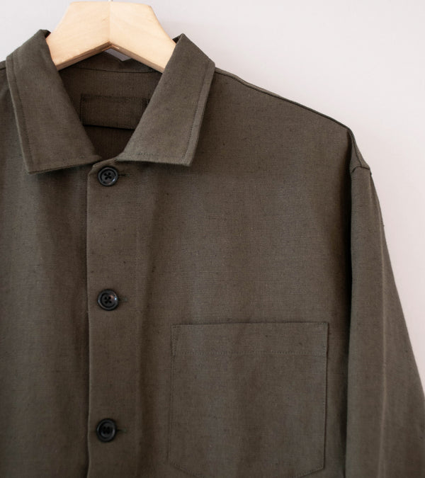 James Coward 'Travail Shirt' (Coffee Grounds Belgian Linen)