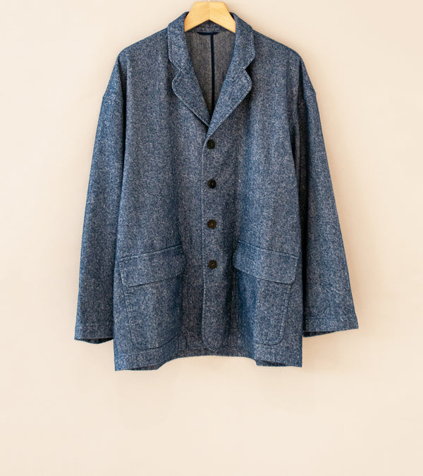 Cale 'Linen Wool Heavy Garment Dye Jacket' (Blue)