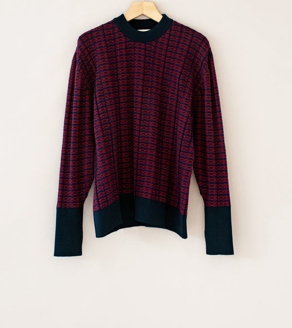 Nicholas Daley 'Knitted Crew Neck' (Navy Burgundy Wool)