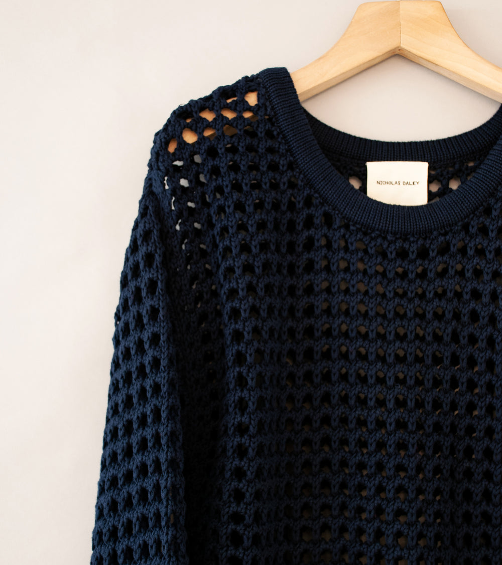 Nicholas Daley 'LS Crochet Vest' (Navy Wool)