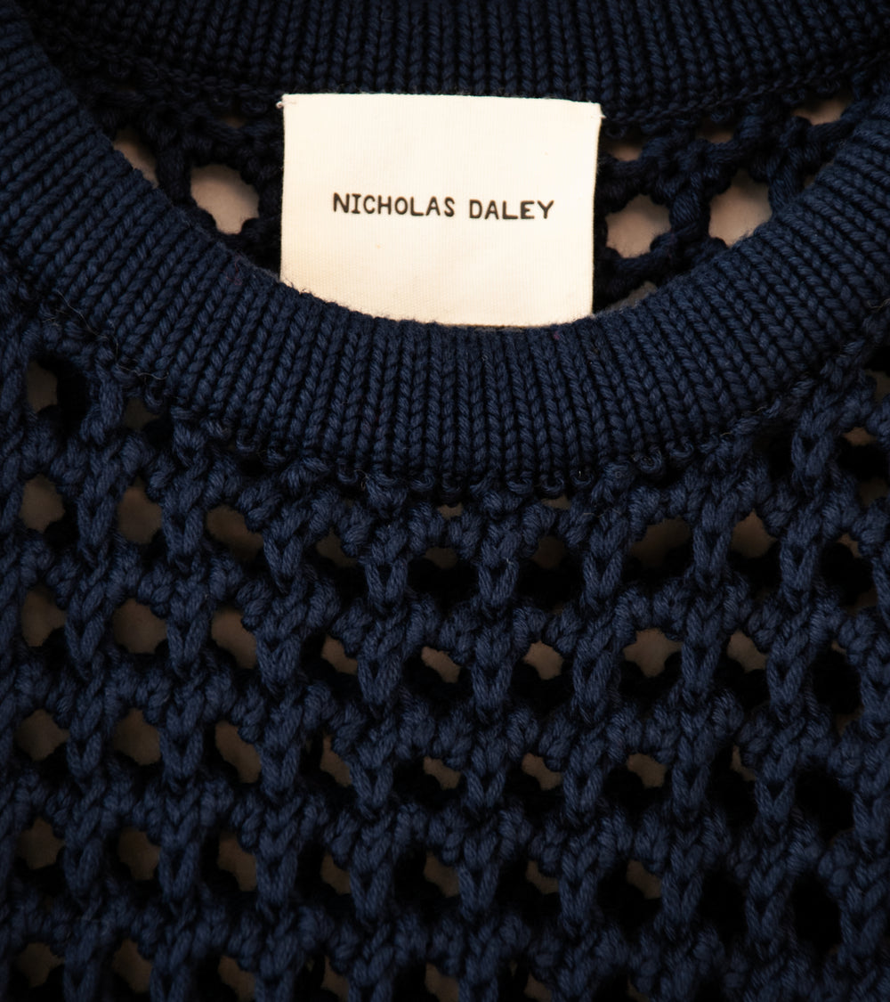 Nicholas Daley 'LS Crochet Vest' (Navy Wool)