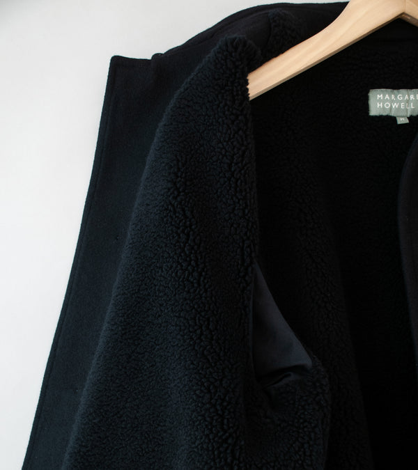 Margaret Howell 'Car Coat' (Black Felted Wool Melton)