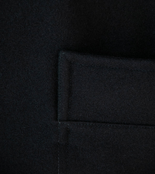 Margaret Howell 'Car Coat' (Black Felted Wool Melton)