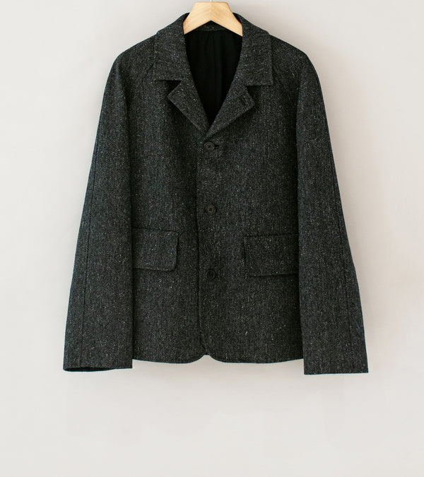 Margaret Howell 'Raglan Blazer' (Charcoal Dry Herringbone Wool)