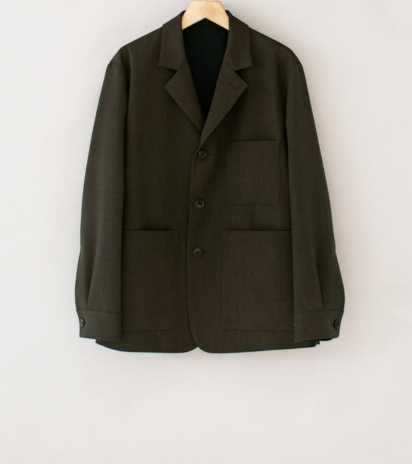Margaret Howell 'Shirt Cuff Blazer' (Khaki Brown Compact Wool Serge)