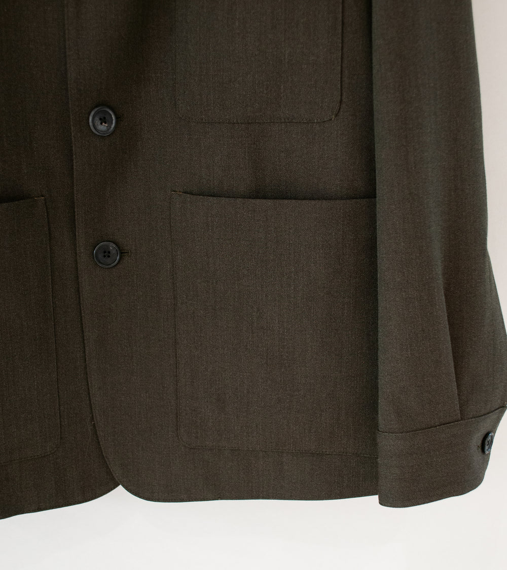 Margaret Howell 'Shirt Cuff Blazer' (Khaki Brown Compact Wool Serge)