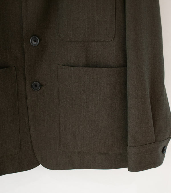 Margaret Howell 'Shirt Cuff Blazer' (Khaki Brown Compact Wool Serge)