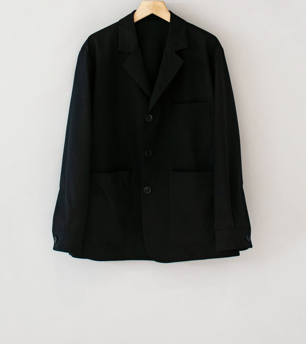 Margaret Howell 'Shirt Cuff Blazer' (Black Dry Wool Plainweave)