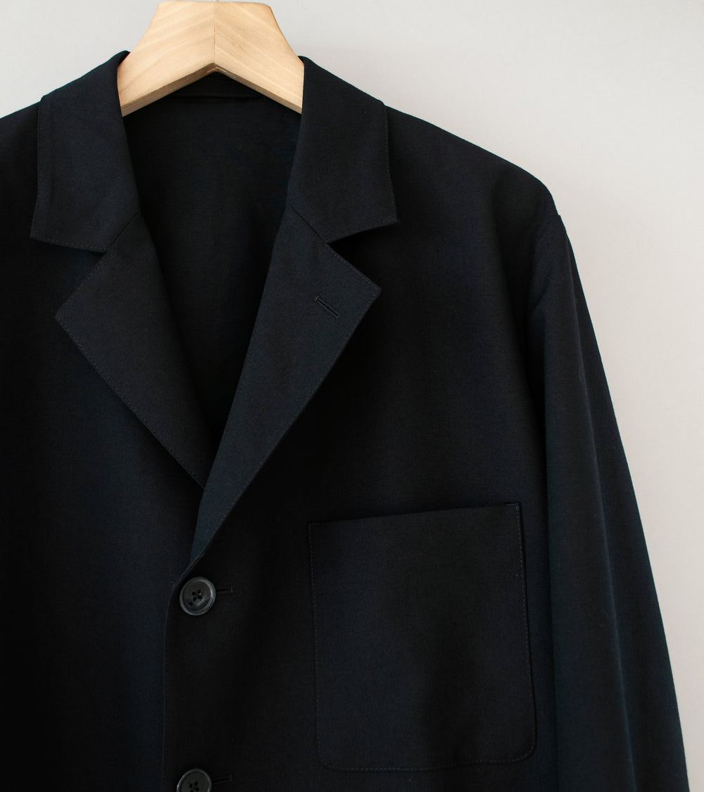 Margaret Howell 'Shirt Cuff Blazer' (Black Dry Wool Plainweave)