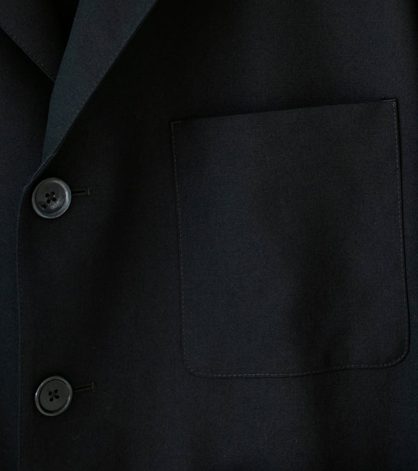 Margaret Howell 'Shirt Cuff Blazer' (Black Dry Wool Plainweave)