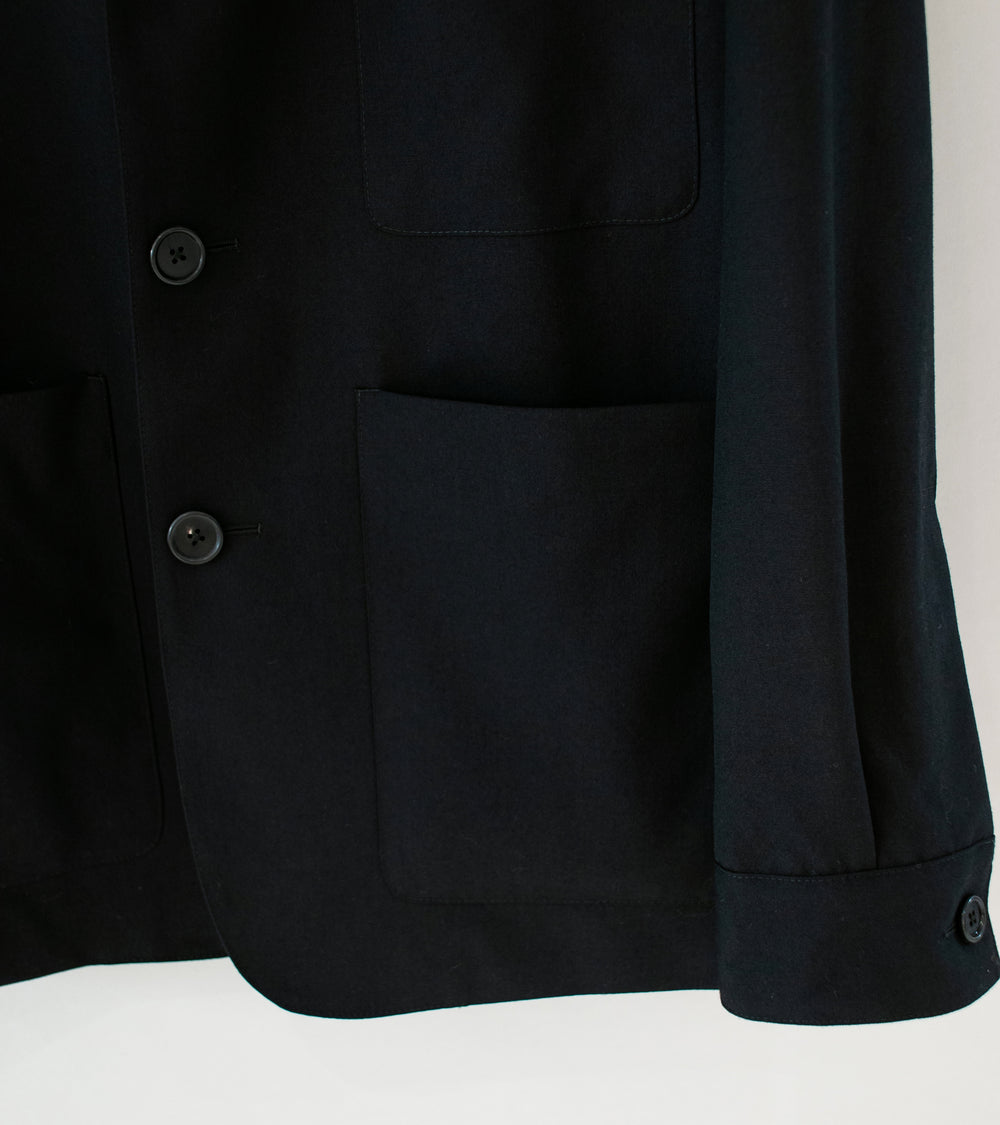 Margaret Howell 'Shirt Cuff Blazer' (Black Dry Wool Plainweave)